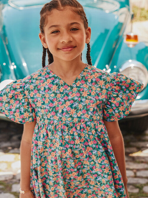 Wrap Neck Flutter Dress