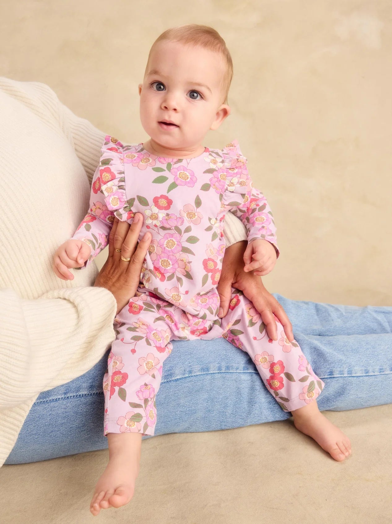 Ruffle Shoulder Baby Romper