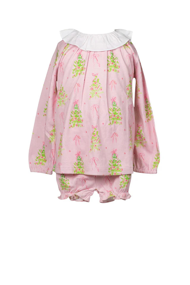 L/S Pink Tinsel Bloomer Set