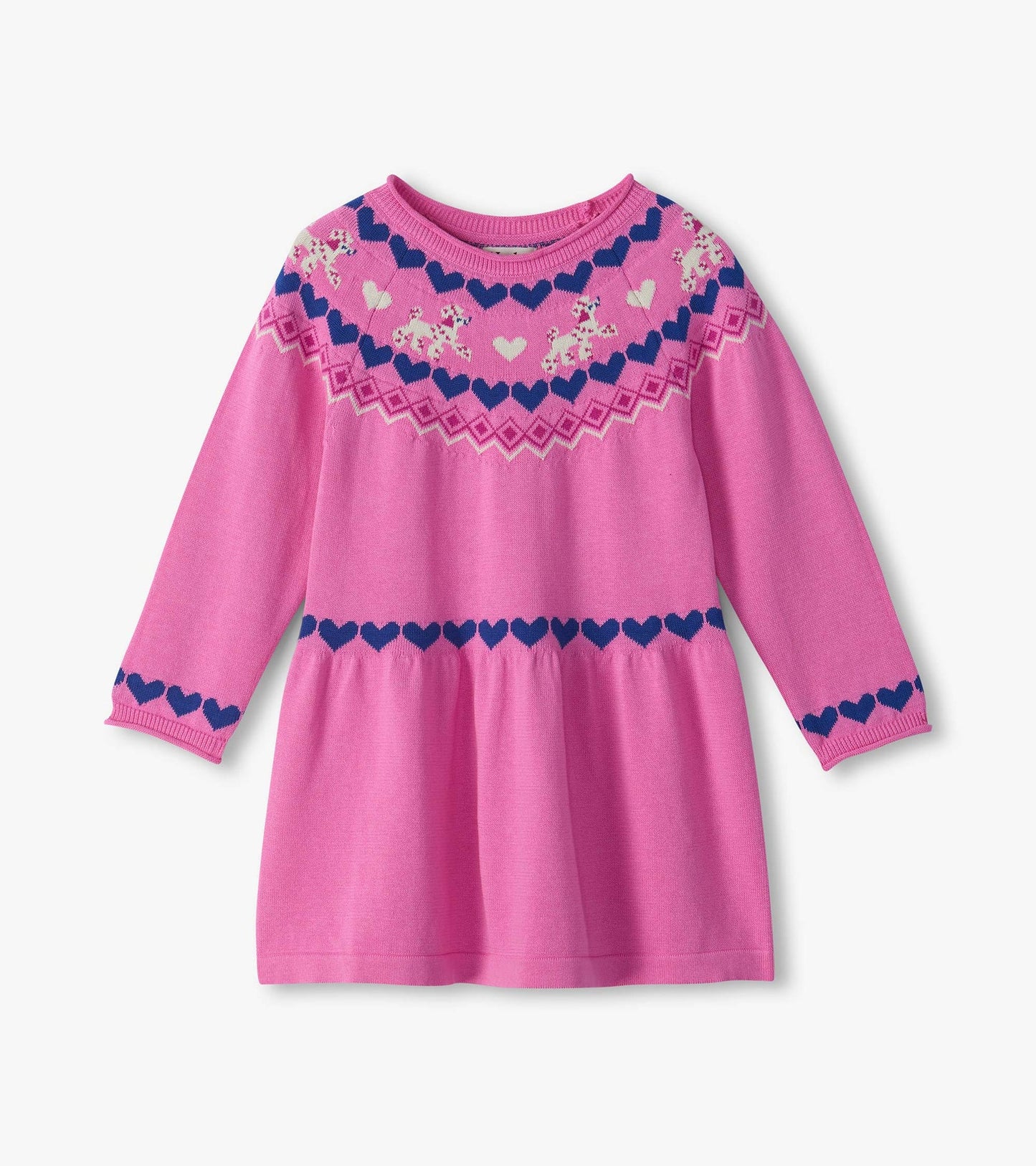 Pink Pups Flared Pretty Sweater Dress