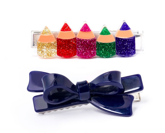 Pencil & Bow Hair Clips