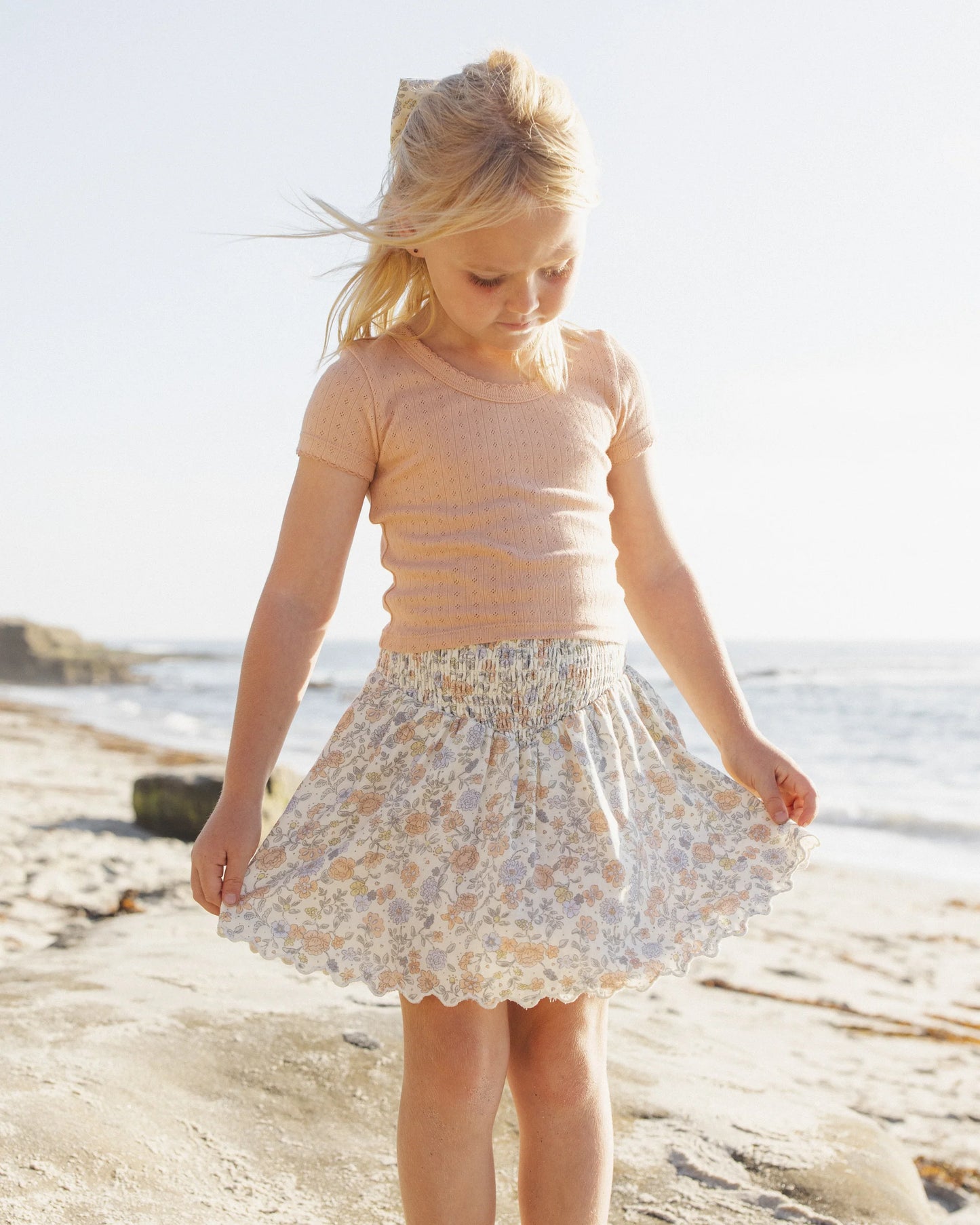 Smocked V Mini Skirt