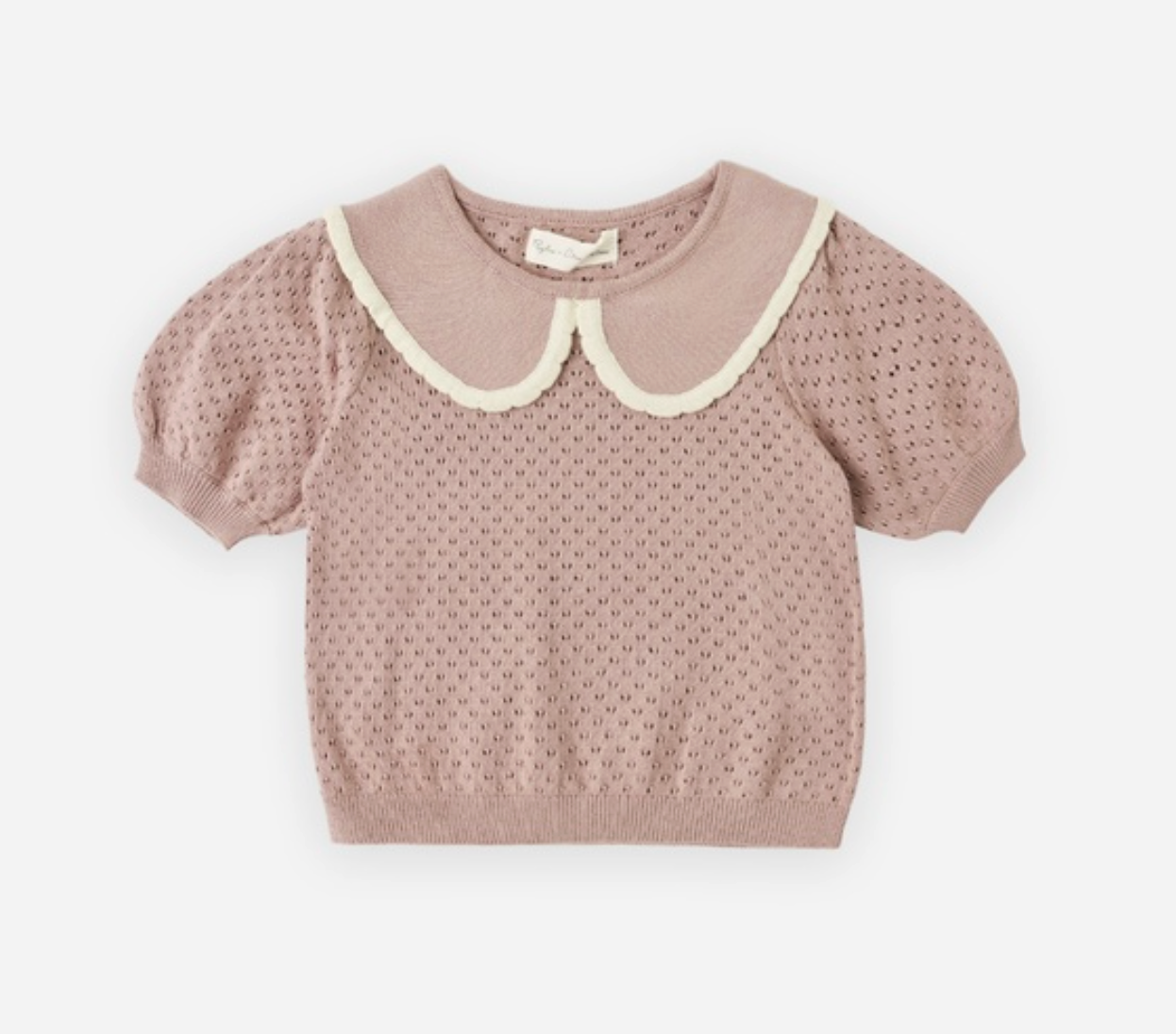 Pointelle Collared Top