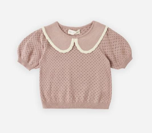 Pointelle Collared Top