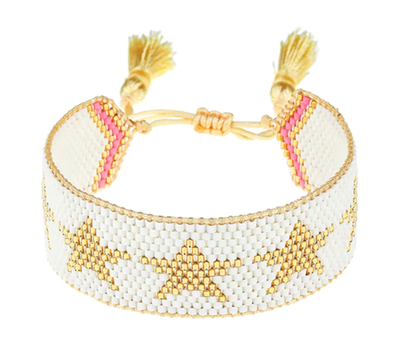 White/Gold Stars Beaded Bracelet