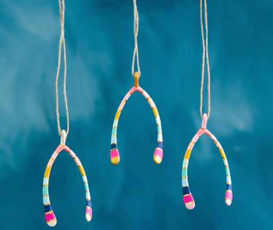 Rainbow Wishbone Ornament